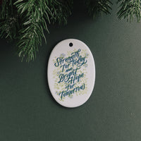 Strength for Today - Oval Hymn Ceramic Christmas Ornament