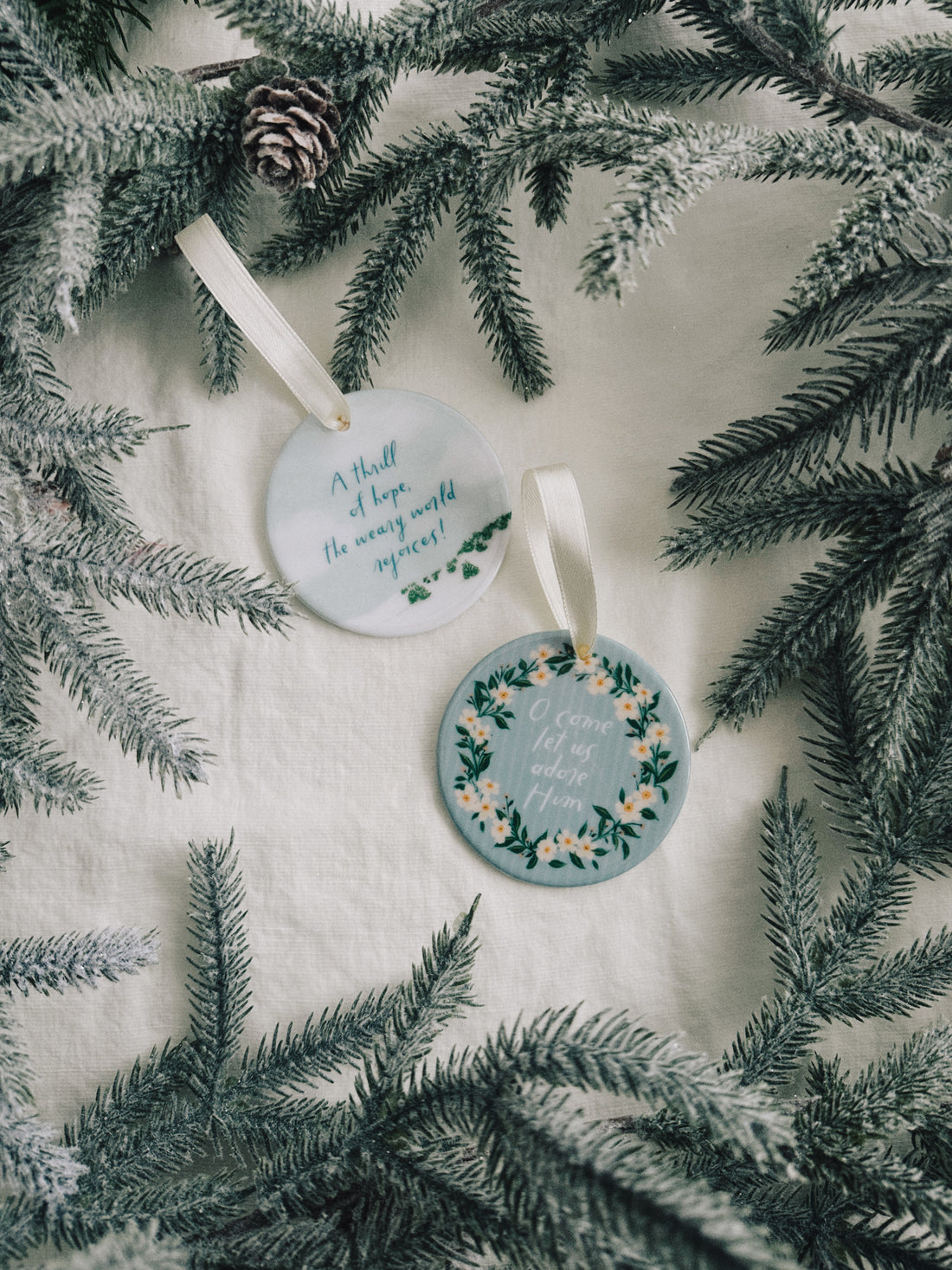 O Come Let Us Adore Him - Ceramic Christmas Ornament