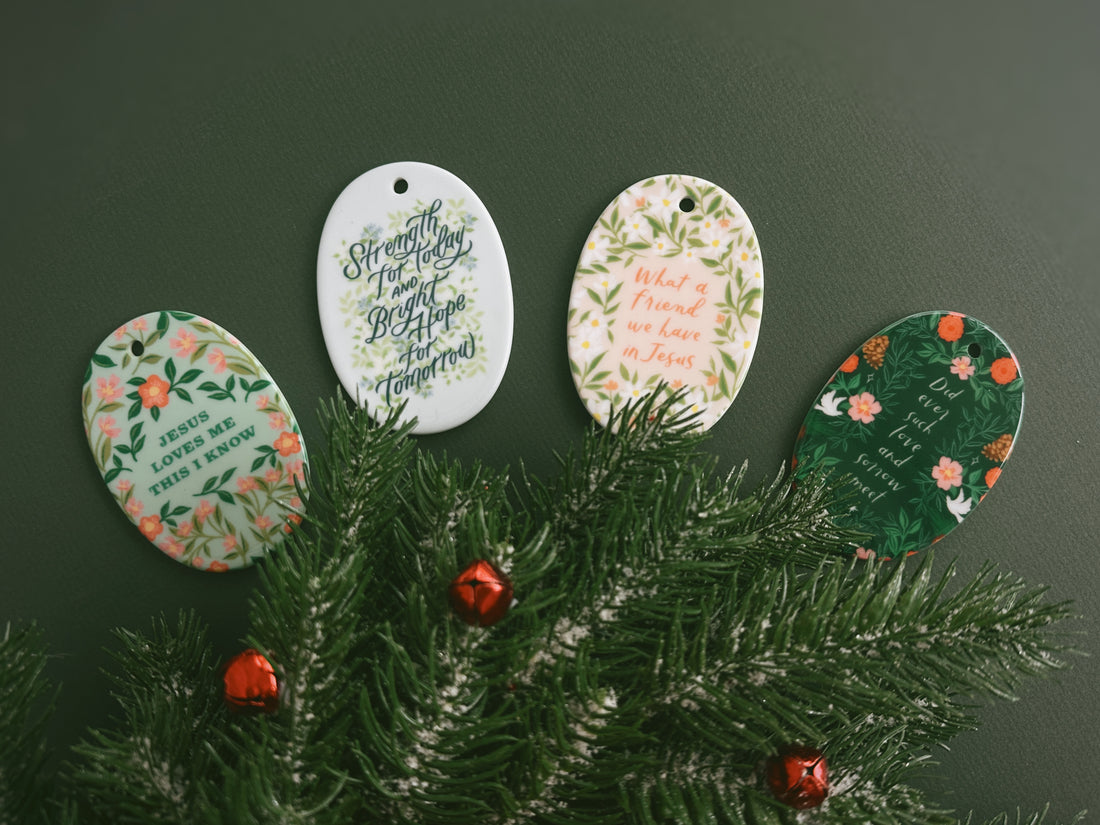 Strength for Today - Oval Hymn Ceramic Christmas Ornament