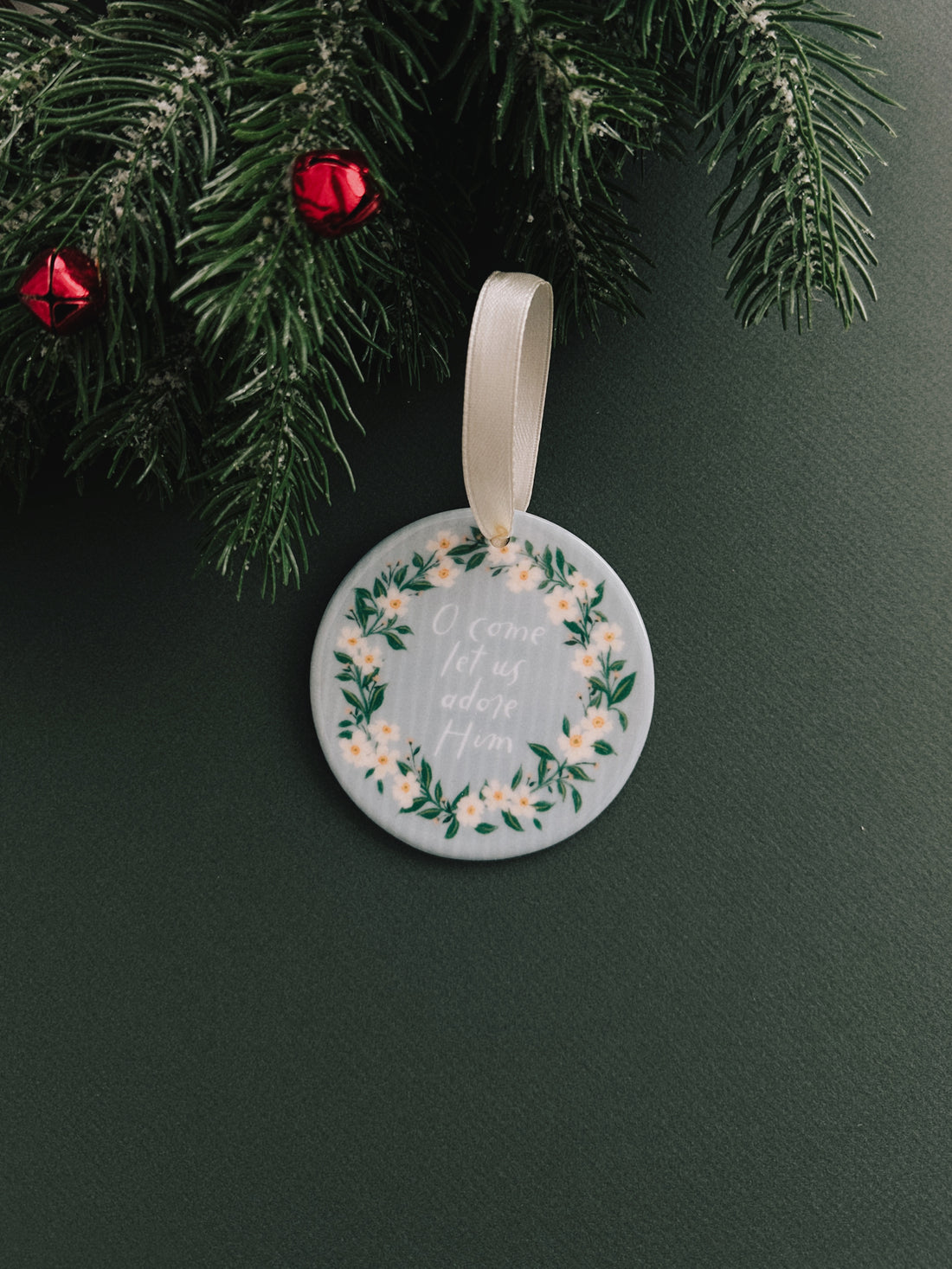 O Come Let Us Adore Him - Ceramic Christmas Ornament