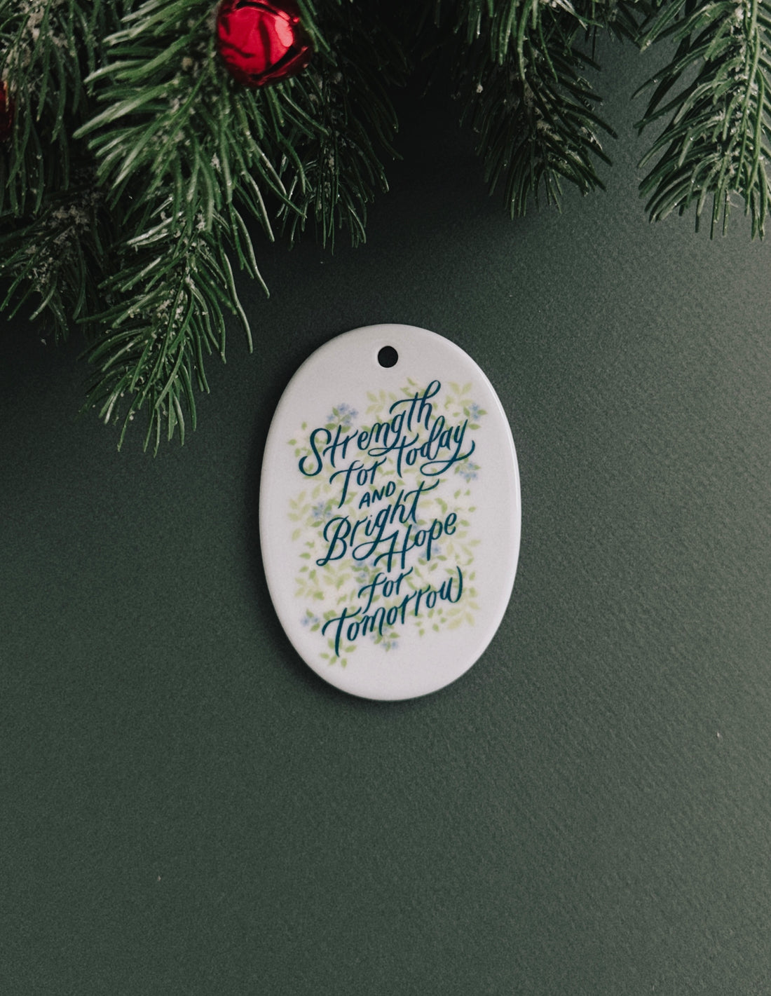 Strength for Today - Oval Hymn Ceramic Christmas Ornament
