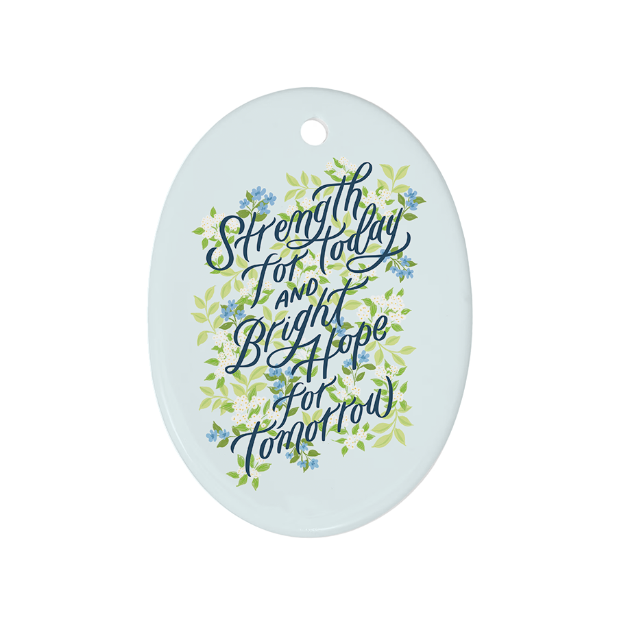 Strength for Today - Oval Hymn Ceramic Christmas Ornament