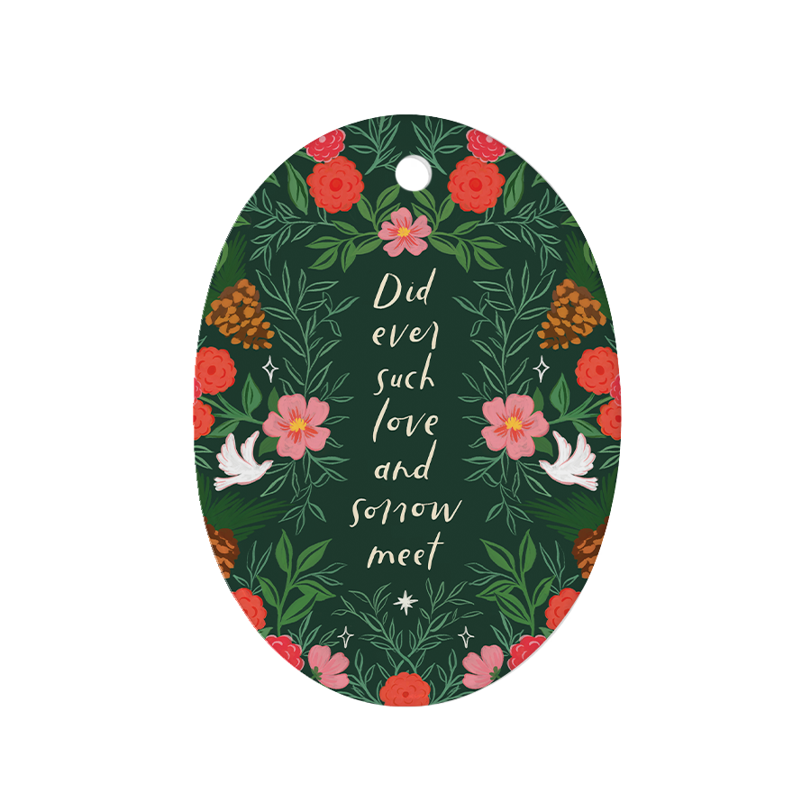 Love and Sorrow - Oval Hymn Ceramic Christmas Ornament