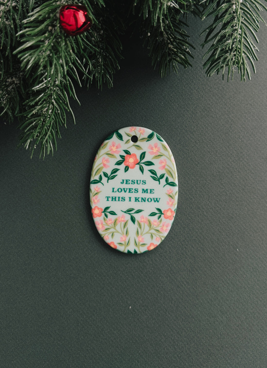 Jesus Loves Me - Oval Hymn Ceramic Christmas Ornament