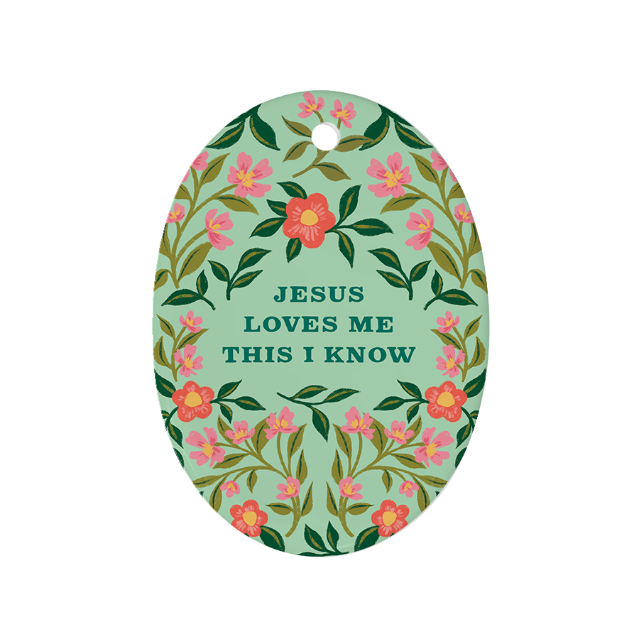 Jesus Loves Me - Oval Hymn Ceramic Christmas Ornament