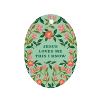 Jesus Loves Me - Oval Hymn Ceramic Christmas Ornament