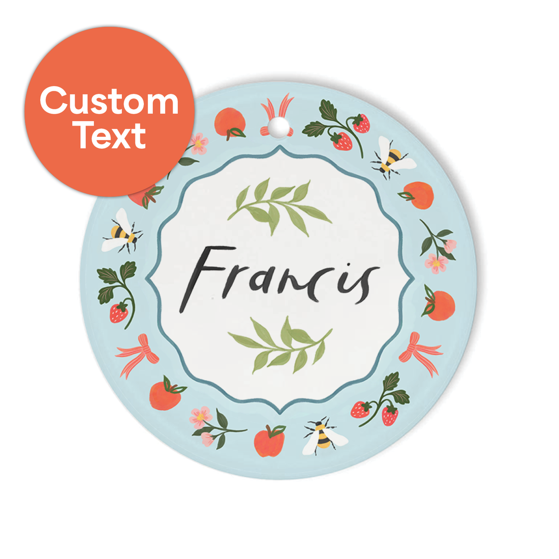 Custom Keepsake Ceramic Ornament: Lovely Blue