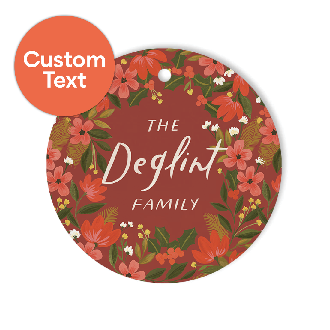 Custom Keepsake Ceramic Ornament: Holly