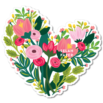 Clear Flower Heart Sticker