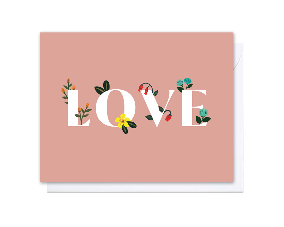 Love Typography Card, Pink