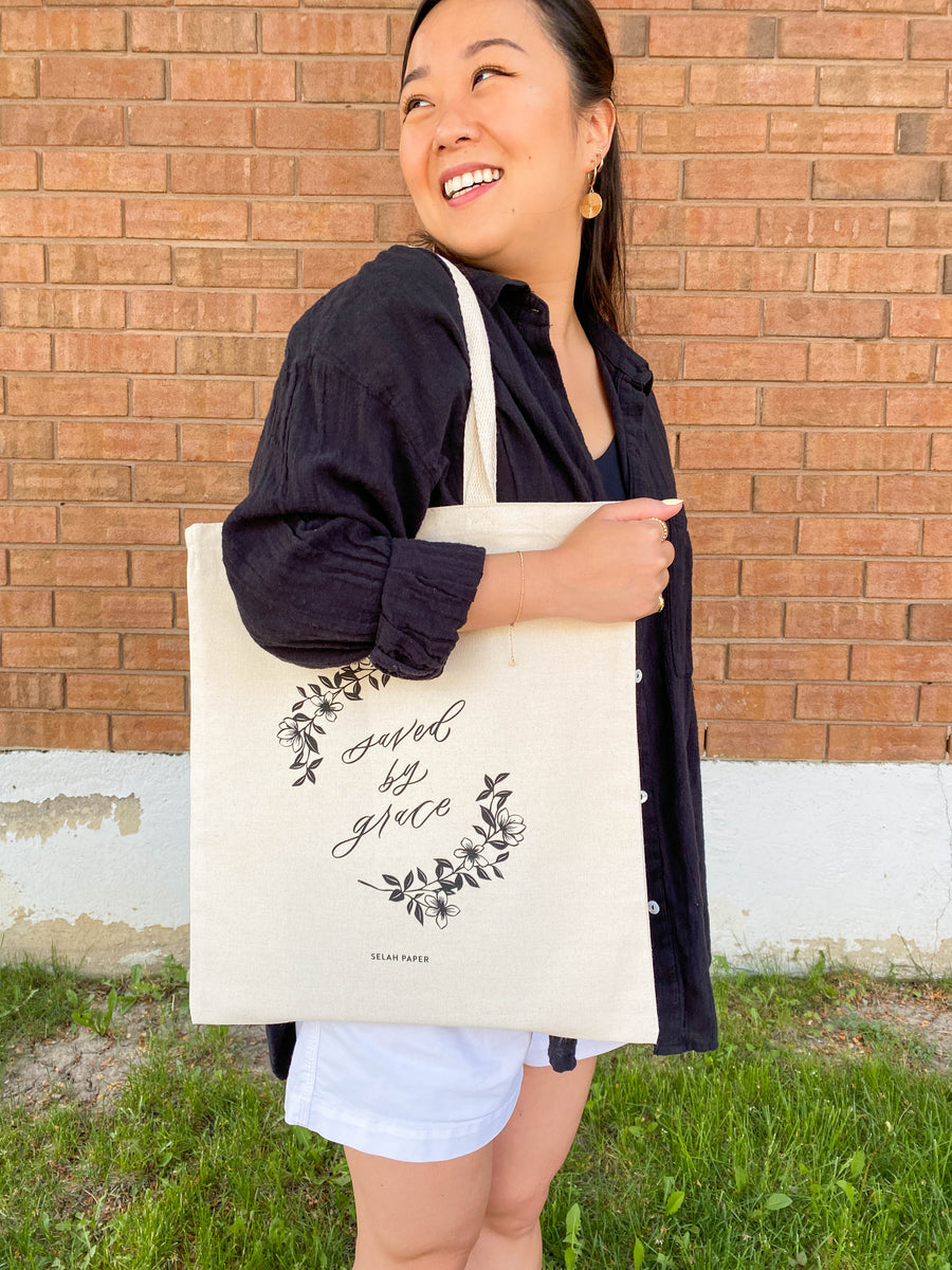 Saved By Grace Canvas Tote Bag